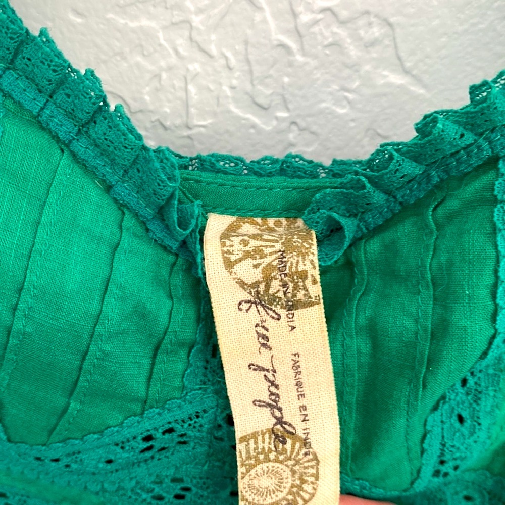 💚Free People💚Victorian Dreams Emerald Lace Eyelet Corset Dress - Picture 8 of 10